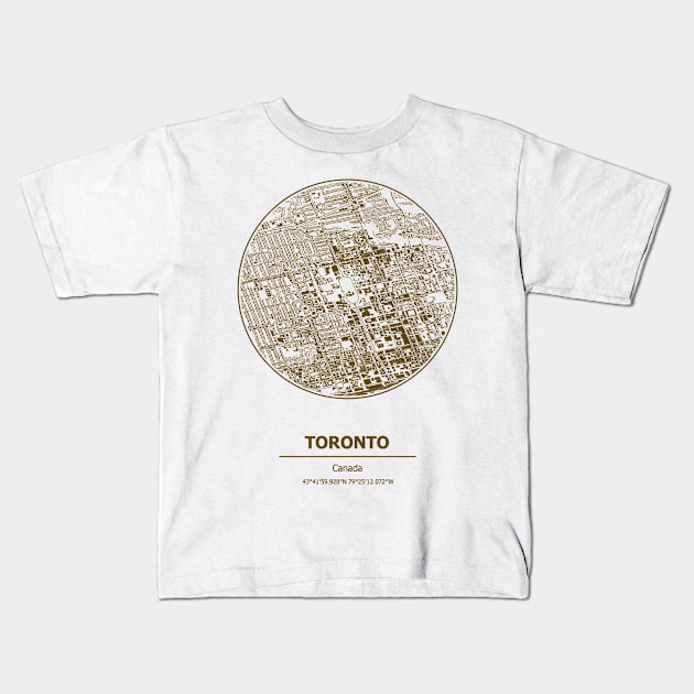 Toronto city map coordinates Kids T-Shirt by SerenityByAlex